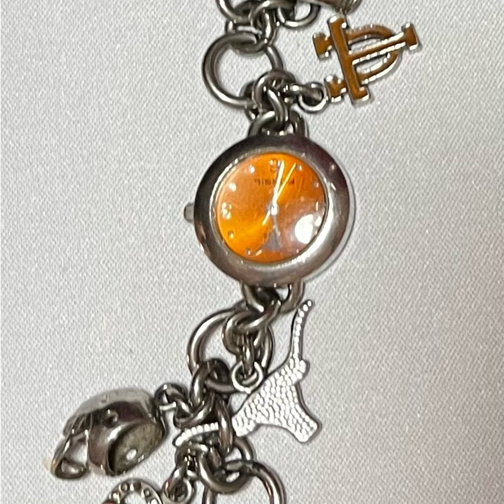 Fossil Women's Silver and Orange Charm Watch